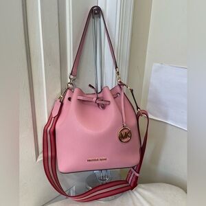 Michael Kors Pink Leather Drawstring Bucket